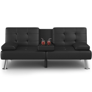 Homall Futon Sofa Bed Faux Leather Couch